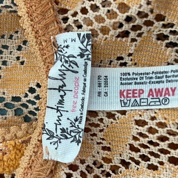 Free People INTIMATELY orange Lace floral live it up bodysuit size Medium True - Picture 5 of 8